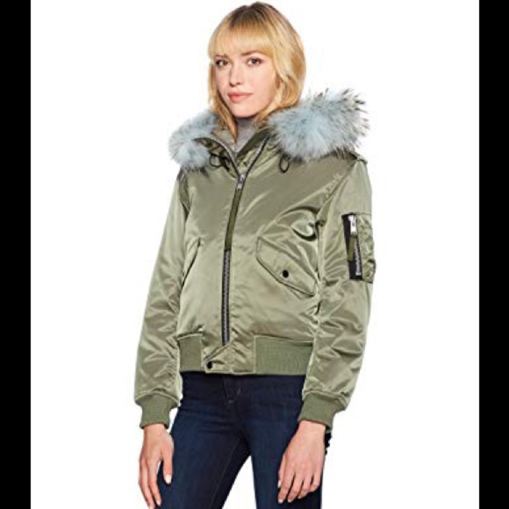 SAM Military Raccoon Fur Bomber Jacket Sz XS $595